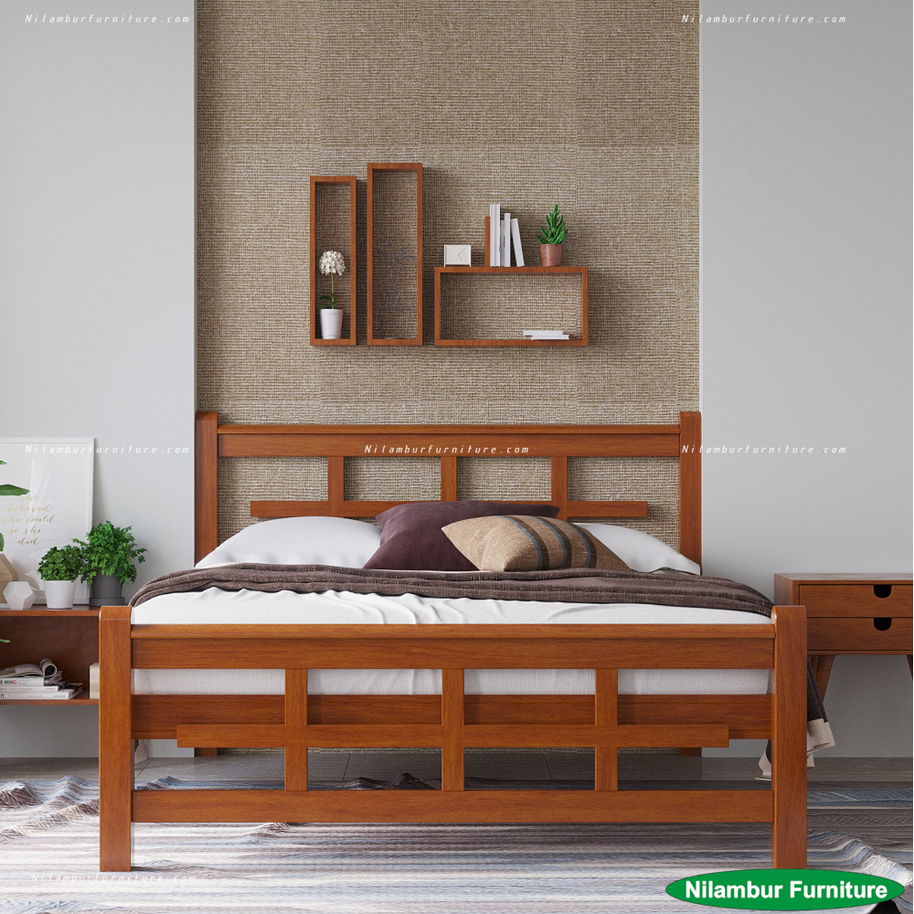 ITALIA CHECK TEAK WOOD BED COT